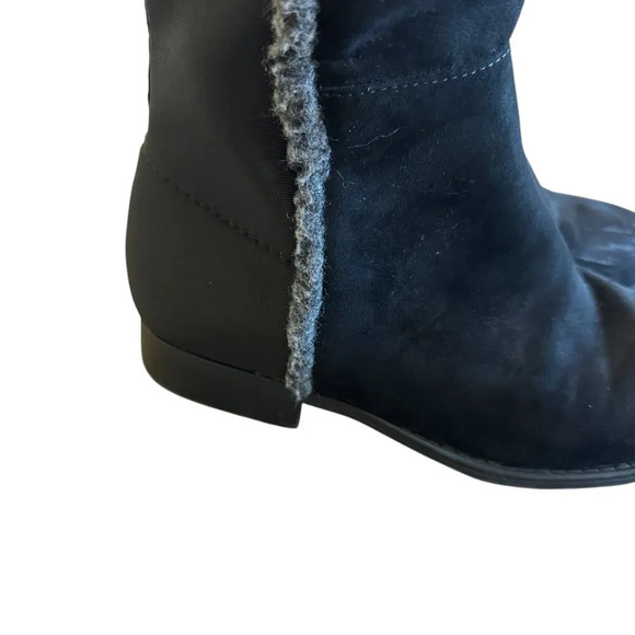 Stuart Weitzman 50/50 Shearling Black Dark Gray Boots Heart Suede Size 4 Girls - Picture 3 of 12